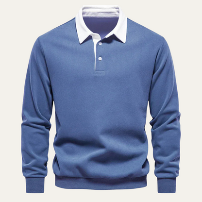 Men’s Classic Long Sleeves Contrast Collar Rugby Shirt