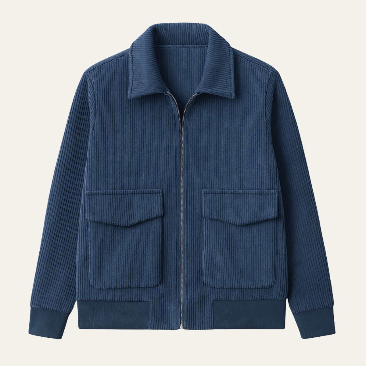 Men’s Corduroy Bomber Jacket with Patch Pockets