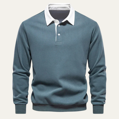 Men’s Classic Long Sleeves Contrast Collar Rugby Shirt