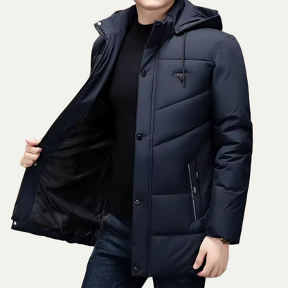 The Helsinki Men’s Hooded Puffer Parka – Long, Waterproof, Padded, Multi-Pocket