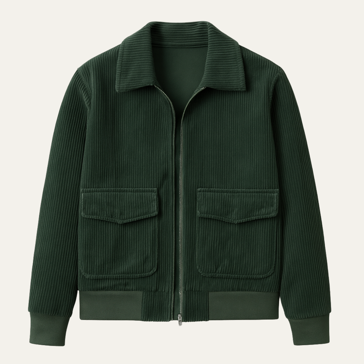 Men’s Corduroy Bomber Jacket with Patch Pockets
