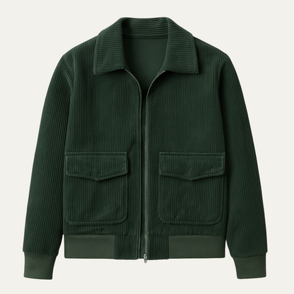 Men’s Corduroy Bomber Jacket with Patch Pockets