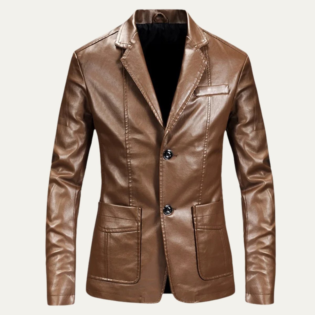 The Napoli Men’s Stylish Slim Fit Leather Business Blazer Jacket