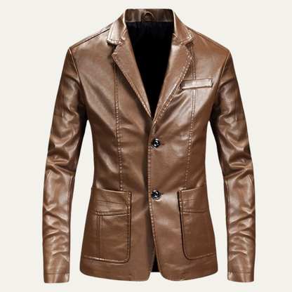 The Napoli Men’s Stylish Slim Fit Leather Business Blazer Jacket