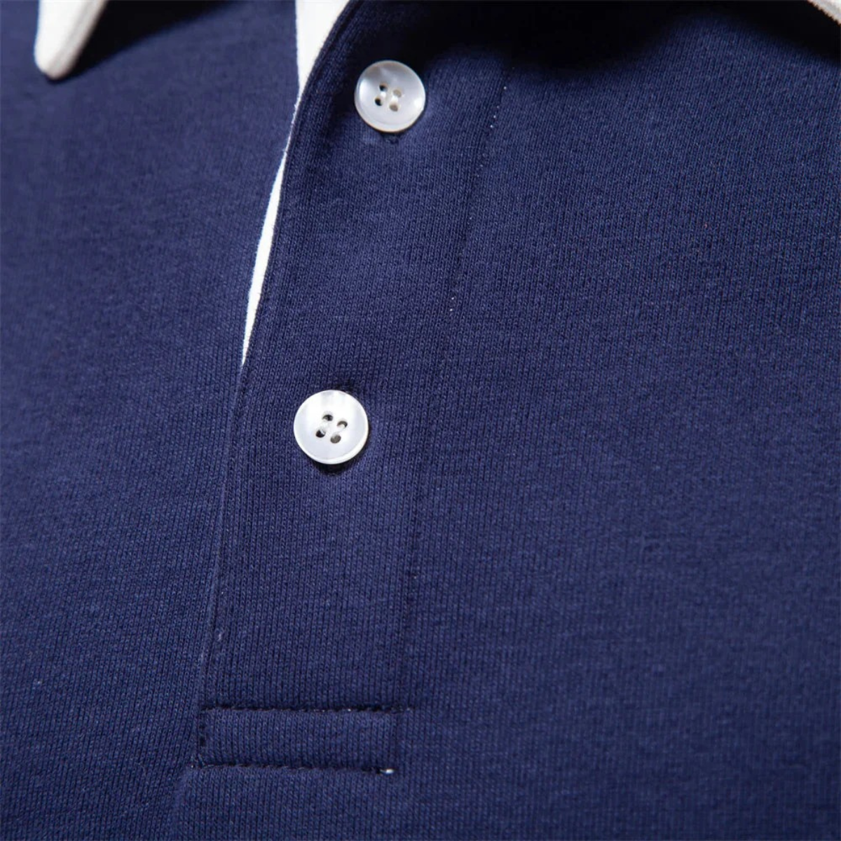 Men’s Classic Long Sleeves Contrast Collar Rugby Shirt
