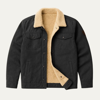 Men’s Faux Shearling Lined Trucker Shirt Jacket