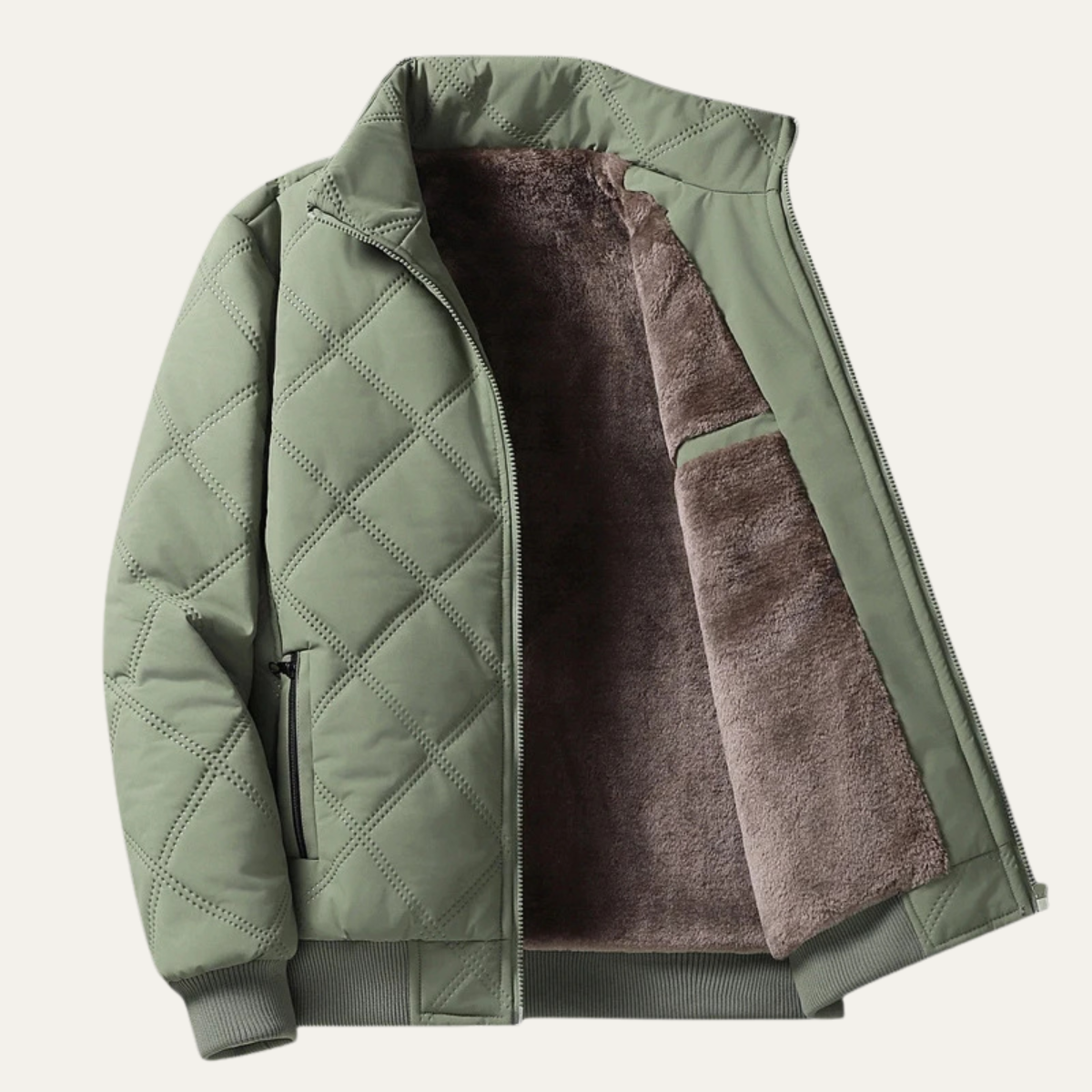 The Barbaresco Men’s Padded Zip Up  Winter Quilted Fleece Jacket