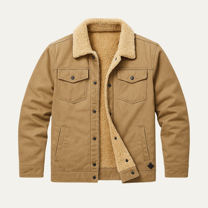 Men’s Faux Shearling Lined Trucker Shirt Jacket