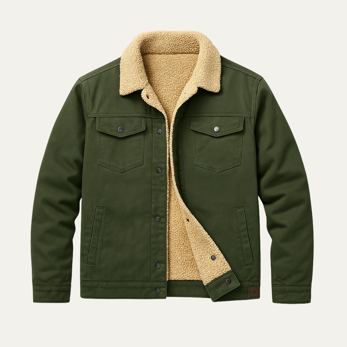 Men’s Faux Shearling Lined Trucker Shirt Jacket