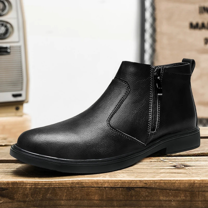 The Amantea Men’s Casual Leather Zipper Ankle Dress Boots