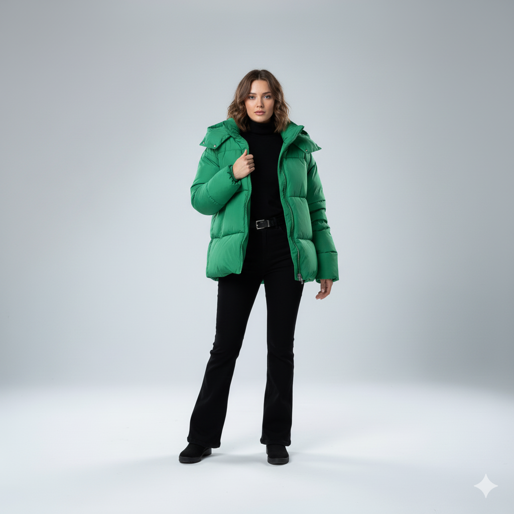 Jasmine | Padded Jacket - Oversized Quilted Hooded Winter Coat for Women