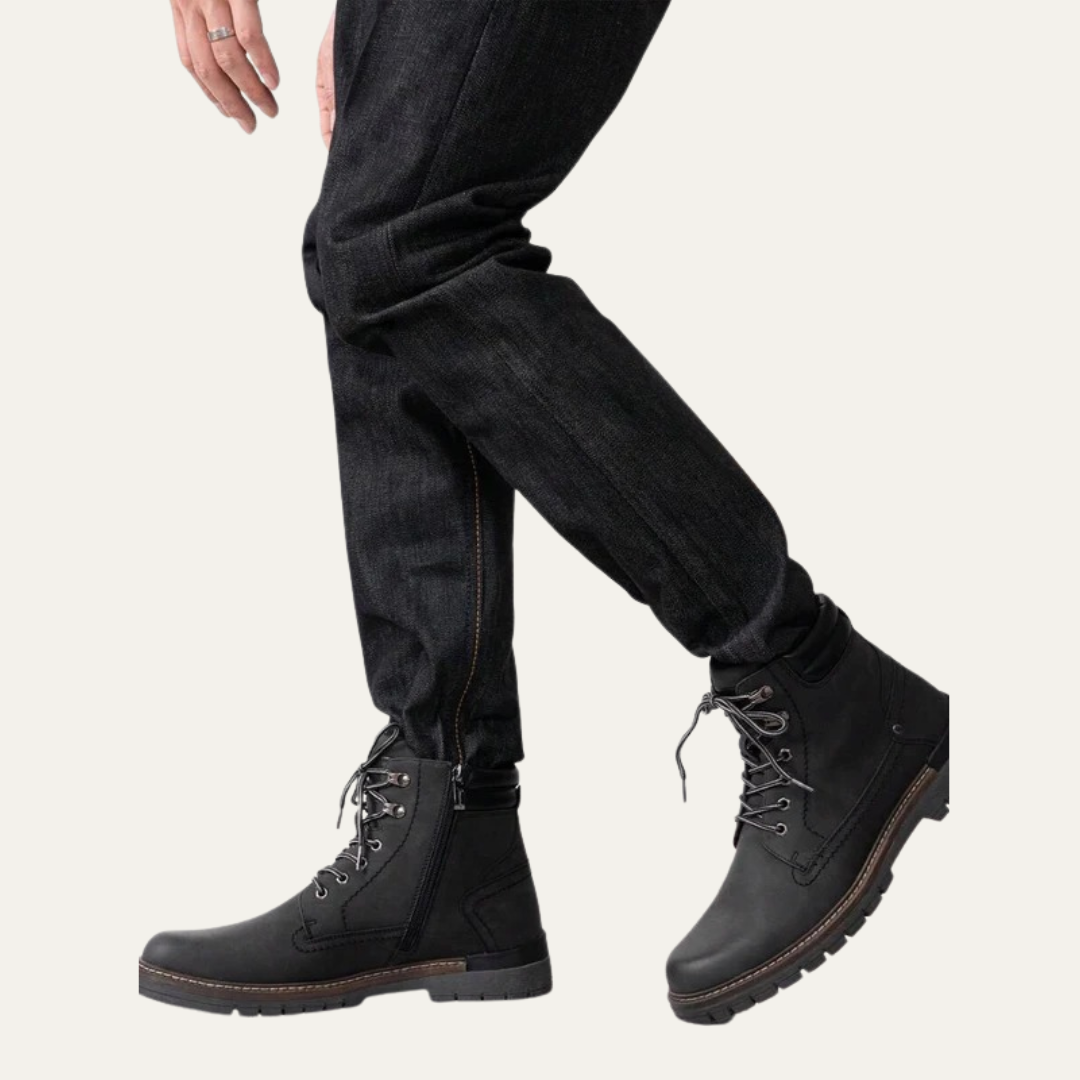 Men’s Military Style Lace Up Combat Boots with Lug Sole
