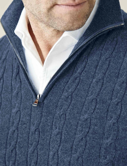 Stylish Cable Knit Zipper Sweater