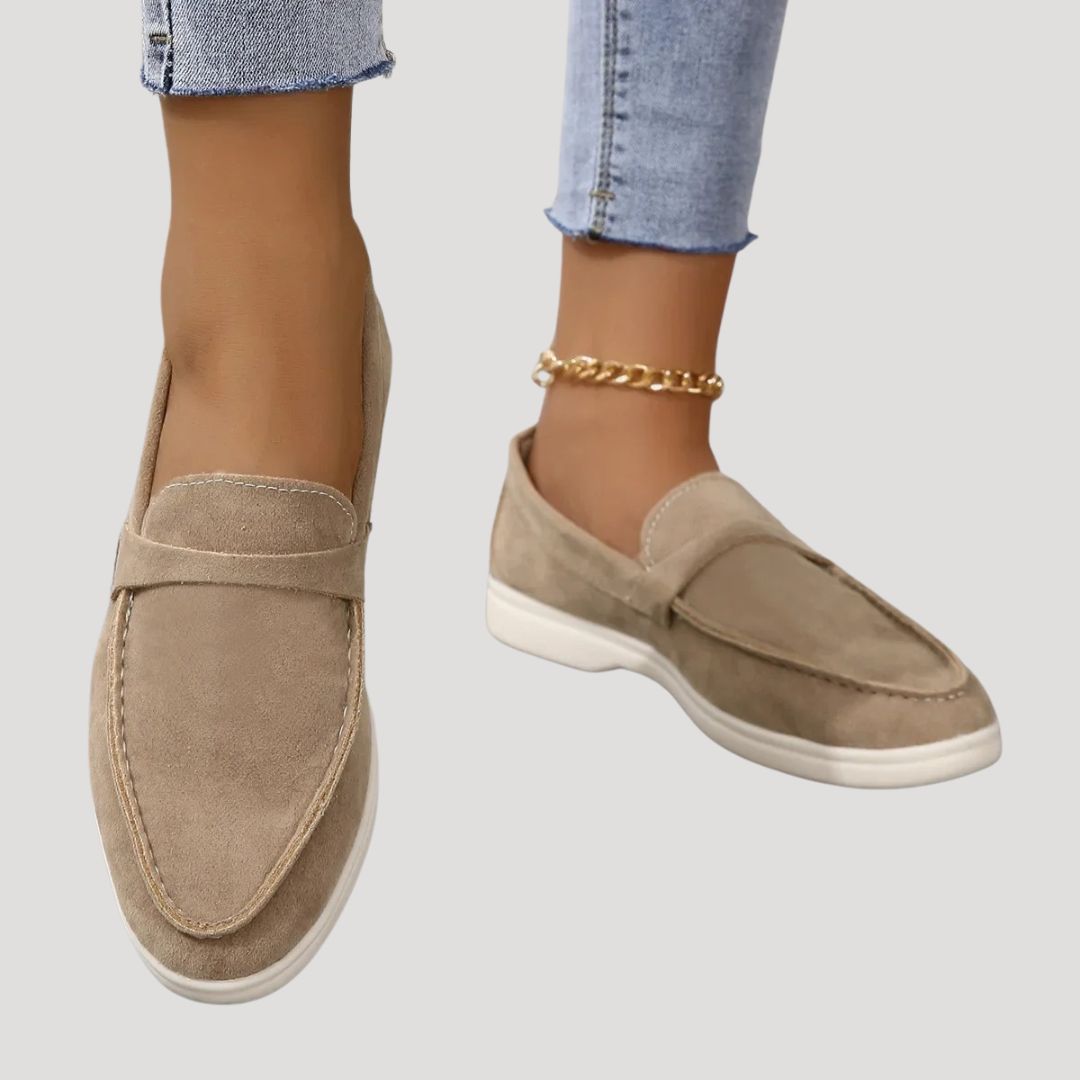 Ladies Soft Leather Slip On Shoes - BritishElegance