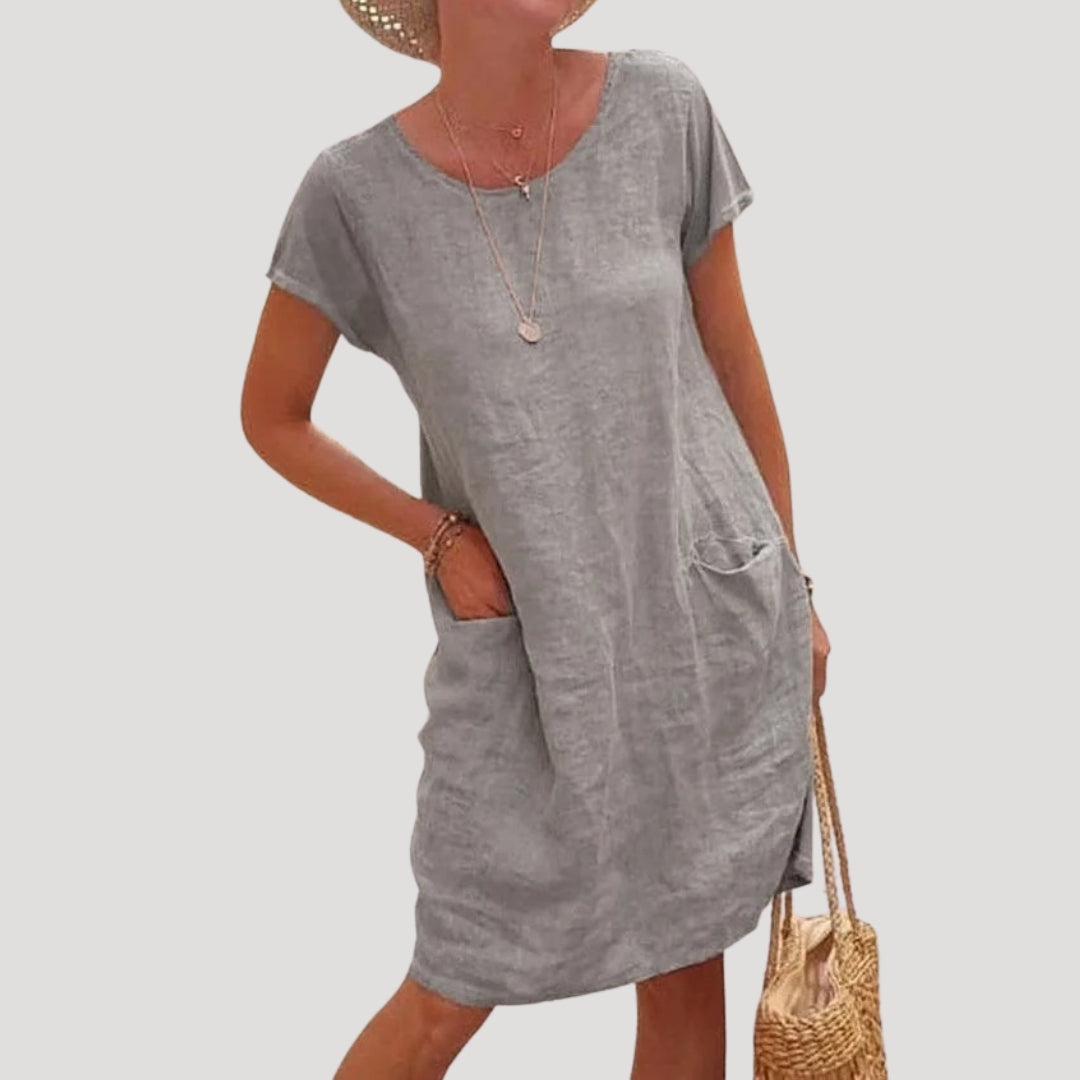 Comfy Ladies Summer Short Sleeve Midi Dress