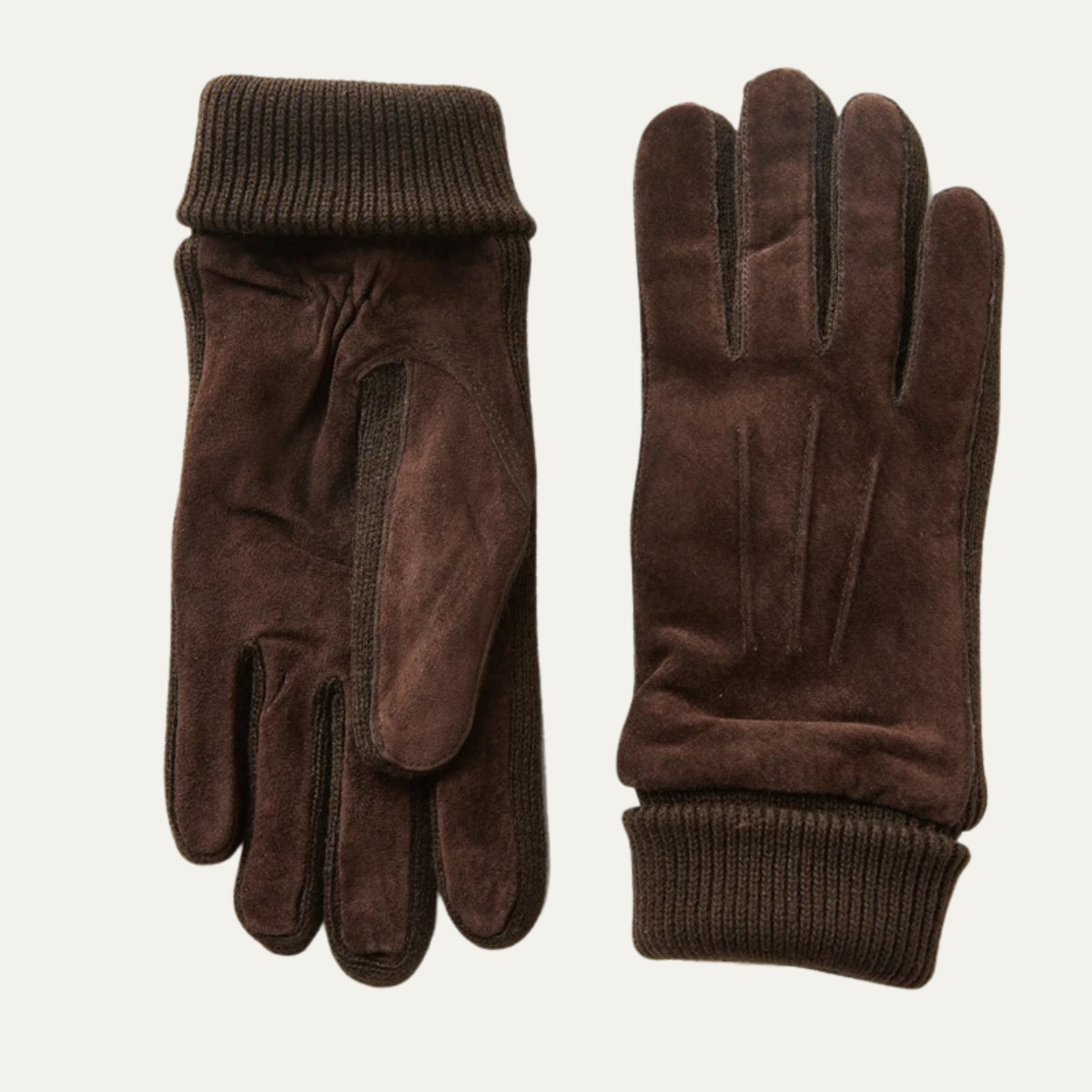 The Barolo Men’s Winter Fleece Lined Suede Gloves with Knit Cuffs