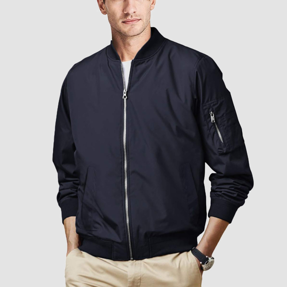 Men’s Classic Full Zipper Bomber Jacket