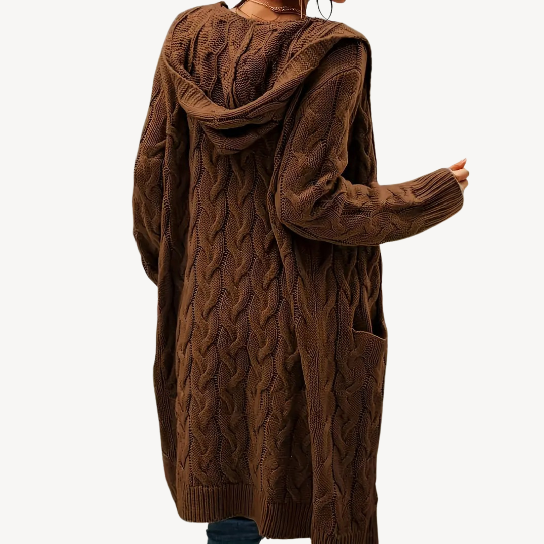 Cable Knit Hooded Cardigan