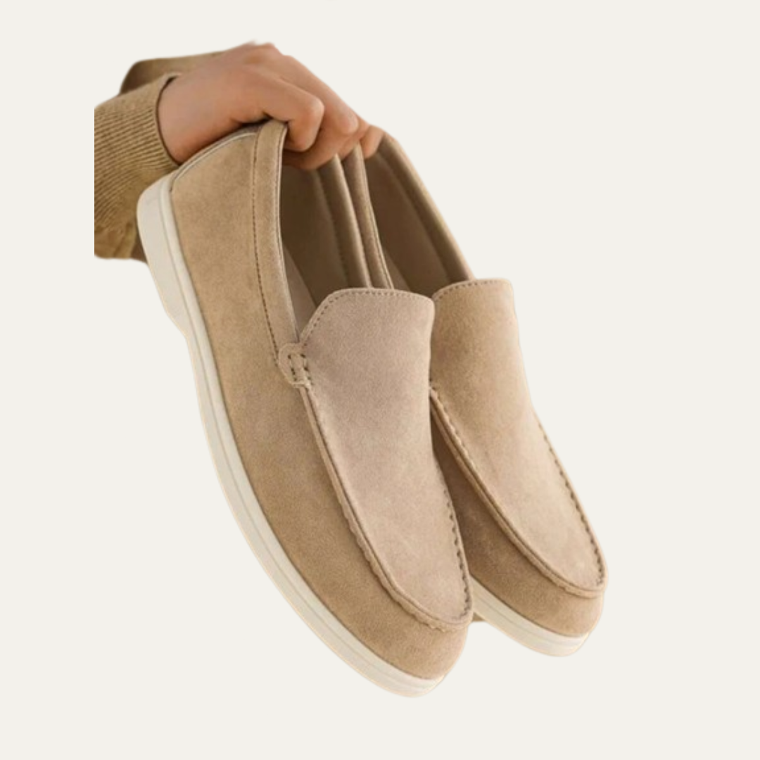 Men’s Suede Driving Moccasins with Metal Keeper Detail