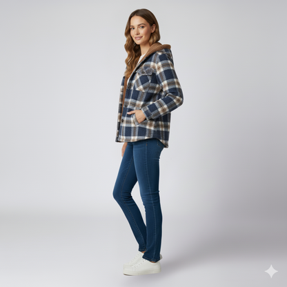 Elizabeth | Autumn Jacket - Hooded Plaid Outerwear for Women