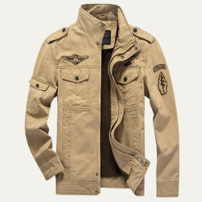 Men’s Faux Suede Bomber Jacket with Chest Patch Pockets