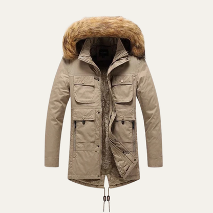 The Manchester Men’s Wam Hooded Winter Parka Coat with Fur Trim