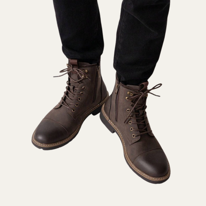 Men’s Cap Toe Lace Up Combat Style Ankle Boots