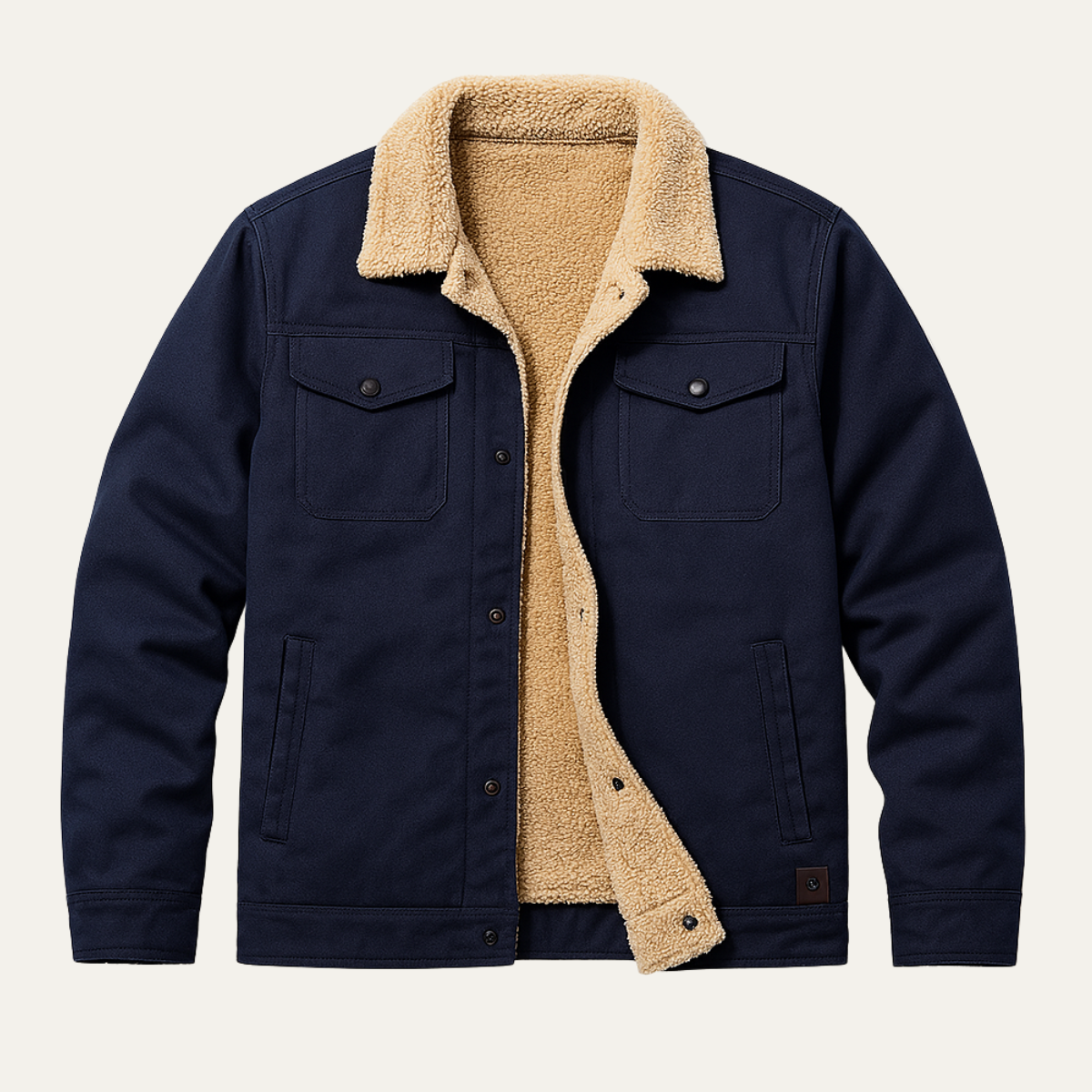 Men’s Faux Shearling Lined Trucker Shirt Jacket