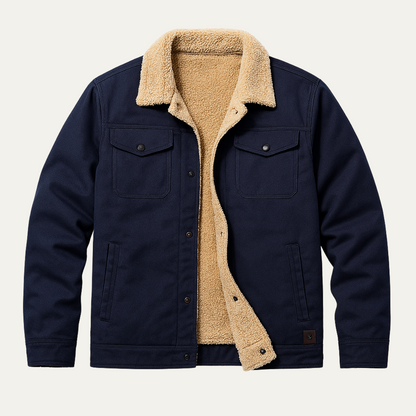Men’s Faux Shearling Lined Trucker Shirt Jacket
