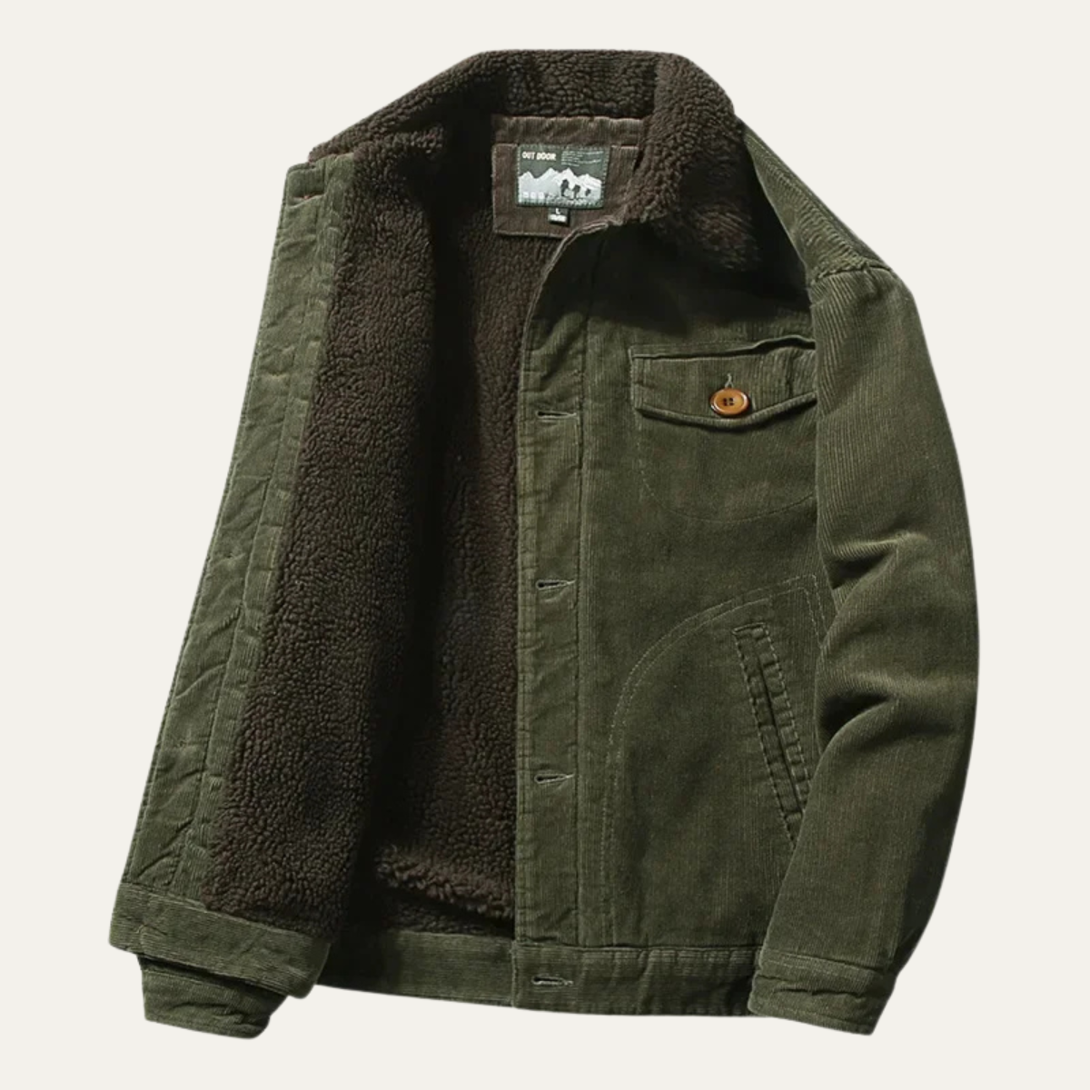 The Monferrato Men’s Vintage Fur Collar Corduroy Winter Jacket