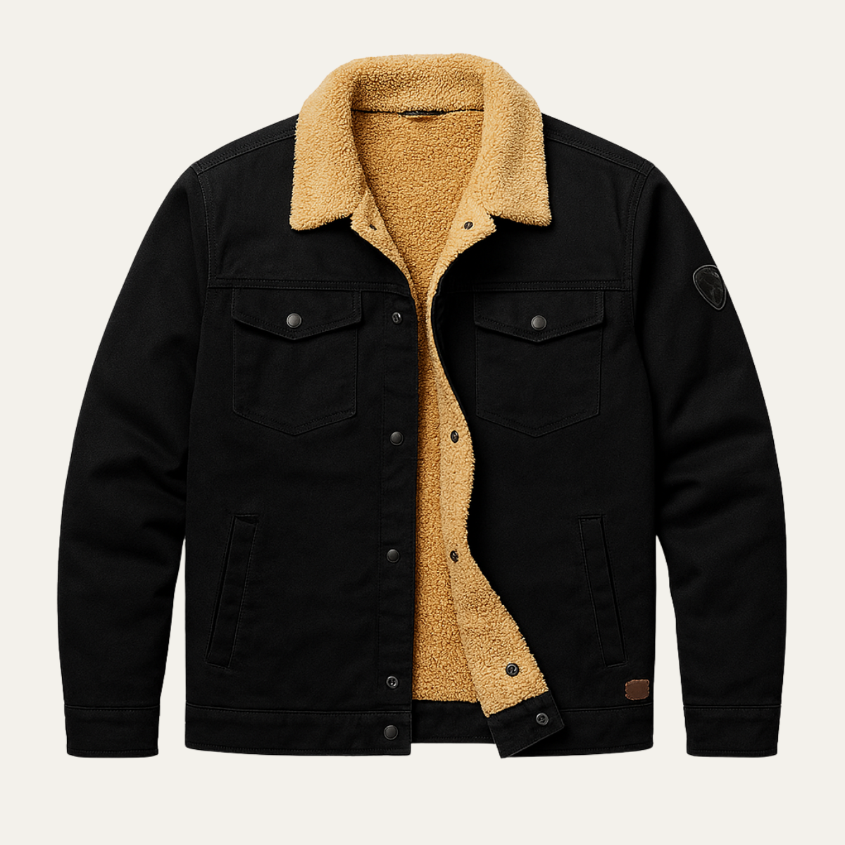 Men’s Faux Shearling Lined Trucker Shirt Jacket