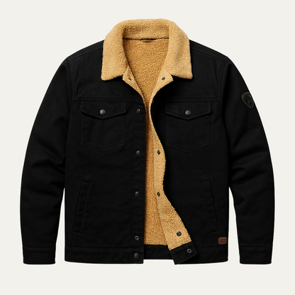 Men’s Faux Shearling Lined Trucker Shirt Jacket
