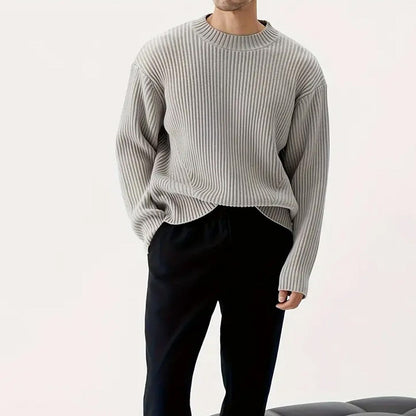Casual Men's Loose Fit Crew Neck Sweater - BritishElegance