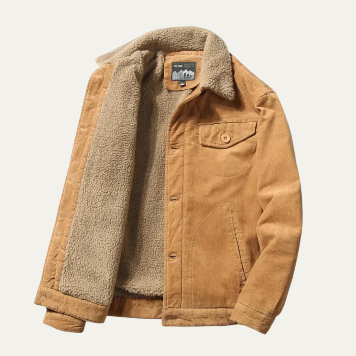 The Monferrato Men’s Vintage Fur Collar Corduroy Winter Jacket
