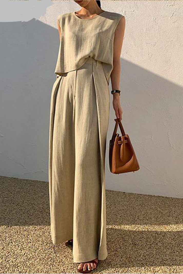 Relaxed Fit Cotton Summer Pants and Top Set - BritishElegance