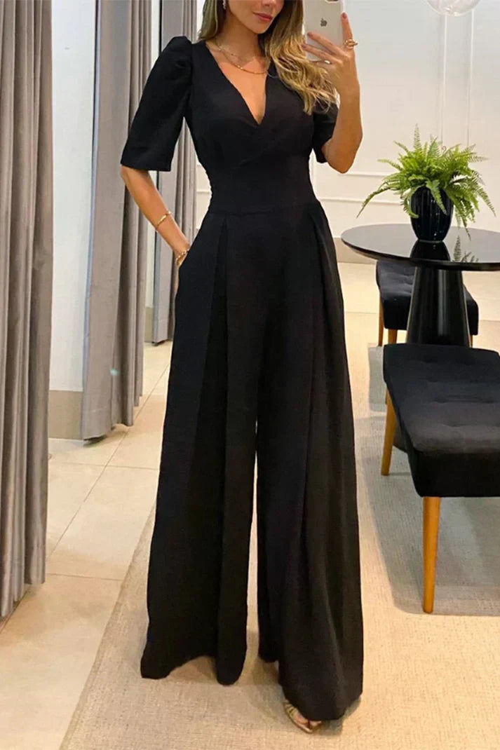 Women's Chic Flowy V-Neck Summer Jumpsuit