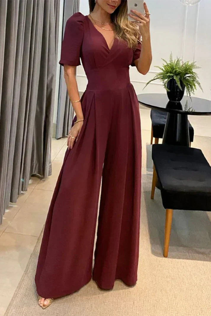 Women's Chic Flowy V-Neck Summer Jumpsuit