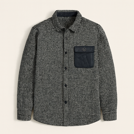 The Pied de Poule Vintage Houndstooth Jacket – Luxury Black Winter Overshirt for Men