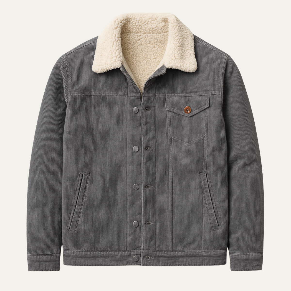 The Monferrato Men’s Vintage Fur Collar Corduroy Winter Jacket