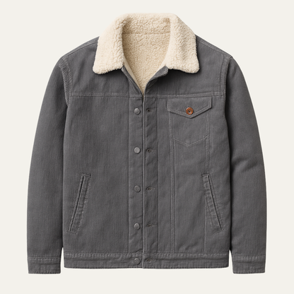 The Monferrato Men’s Vintage Fur Collar Corduroy Winter Jacket