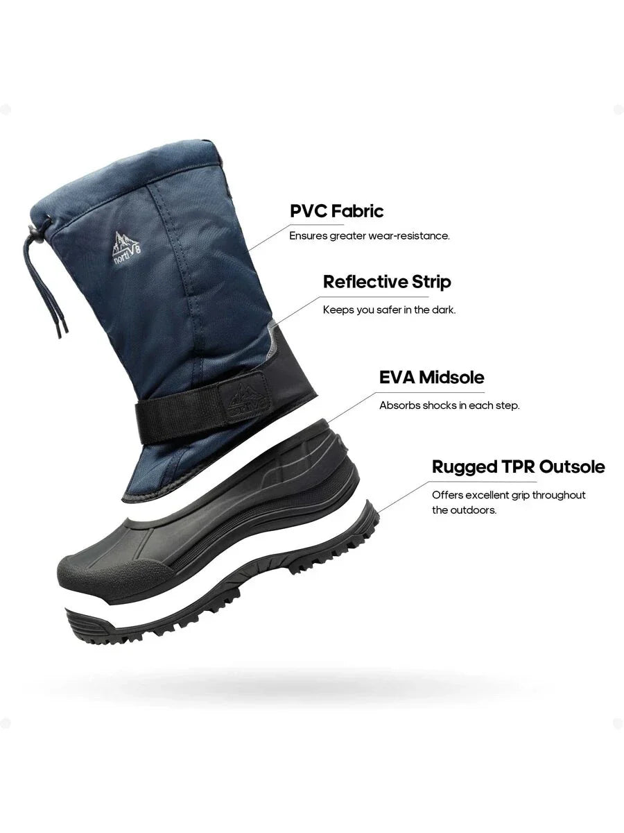 Men’s Tall Rugged Winter Snow Boots with Strap and Drawstring