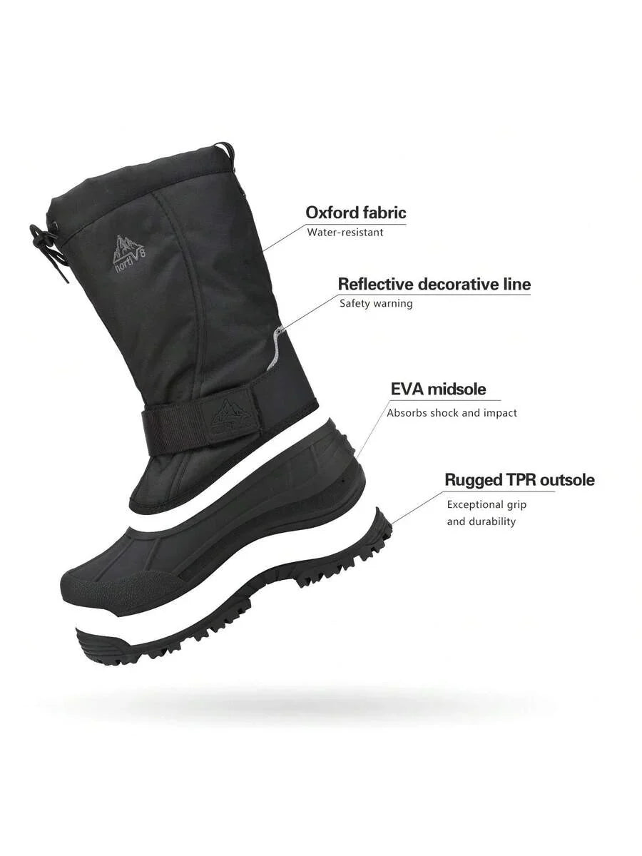 Men’s Tall Rugged Winter Snow Boots with Strap and Drawstring