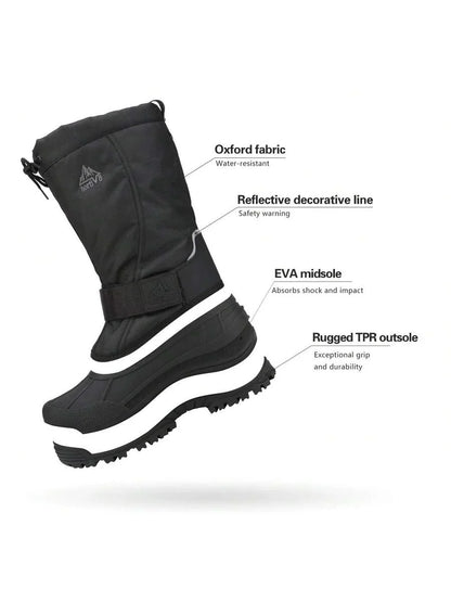 Men’s Tall Rugged Winter Snow Boots with Strap and Drawstring