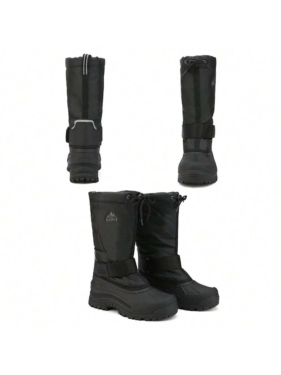Men’s Tall Rugged Winter Snow Boots with Strap and Drawstring