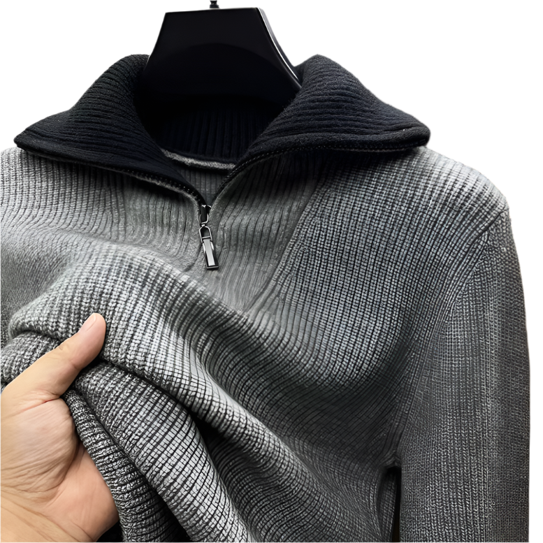 Men’s Ribbed Quarter Zip Knit Sweater