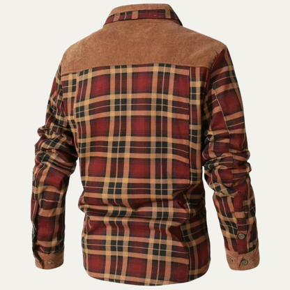 Men’s Plaid Fleece Lined Corduroy Yoke Shirt Jacket