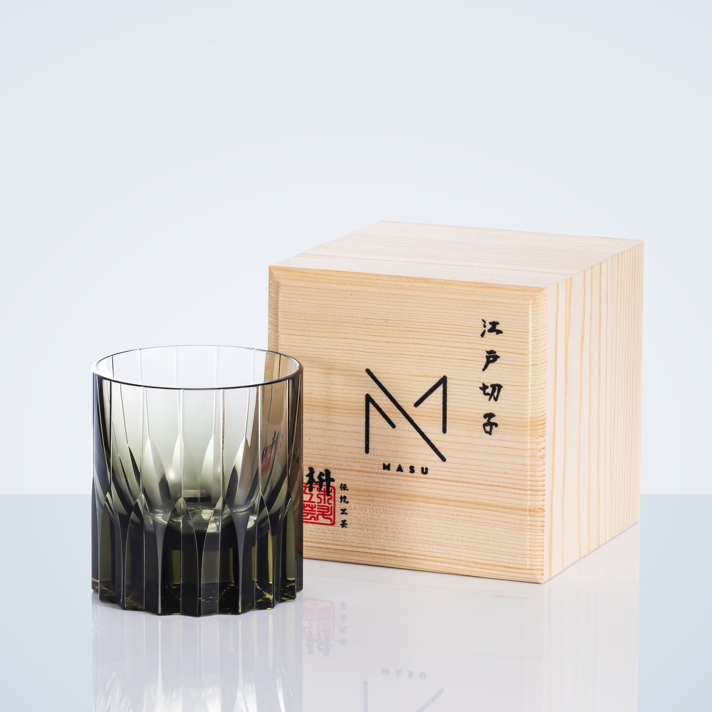 Colorful Japanese Whisky Glasses Set with Wood Gift Box