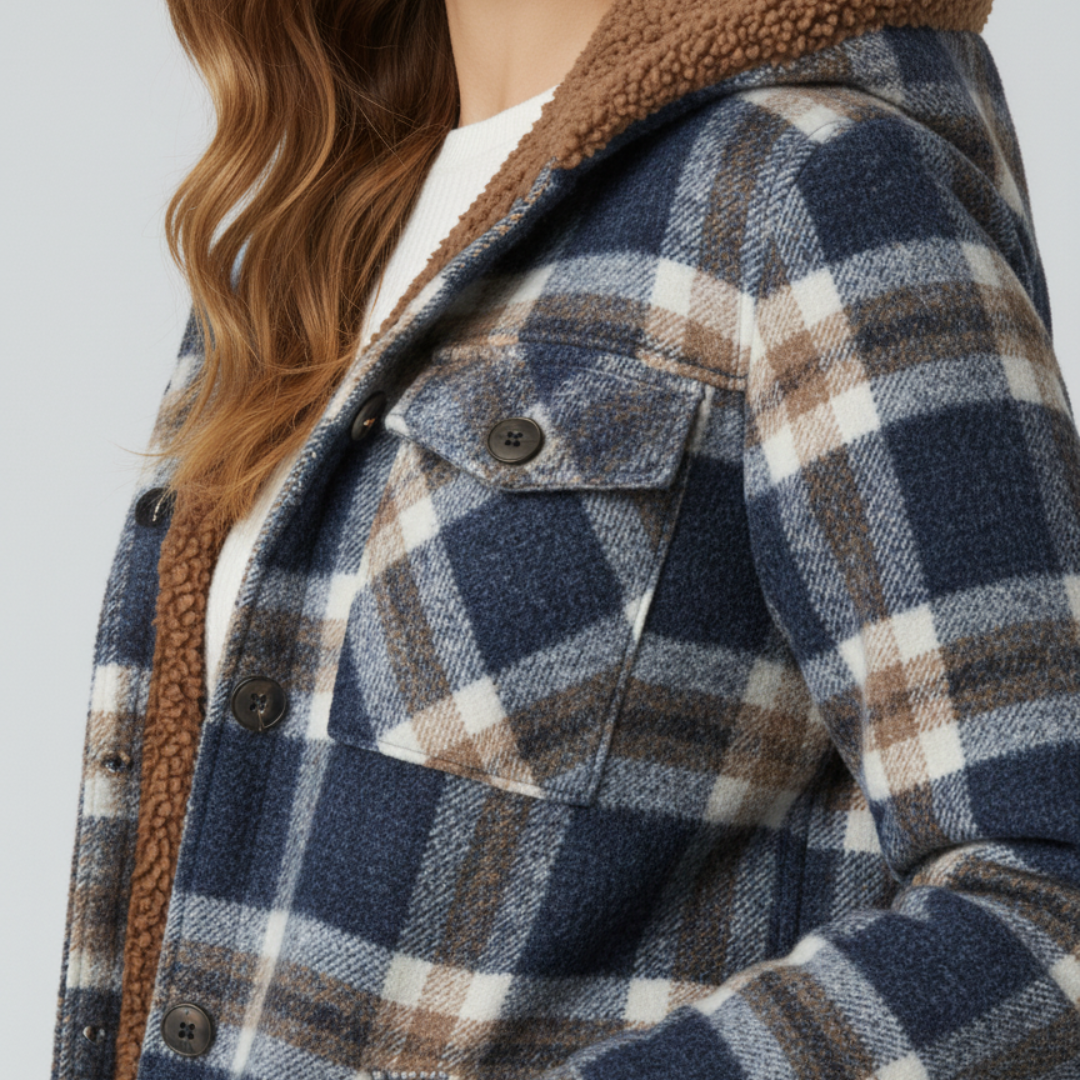 Elizabeth | Autumn Jacket - Hooded Plaid Outerwear for Women
