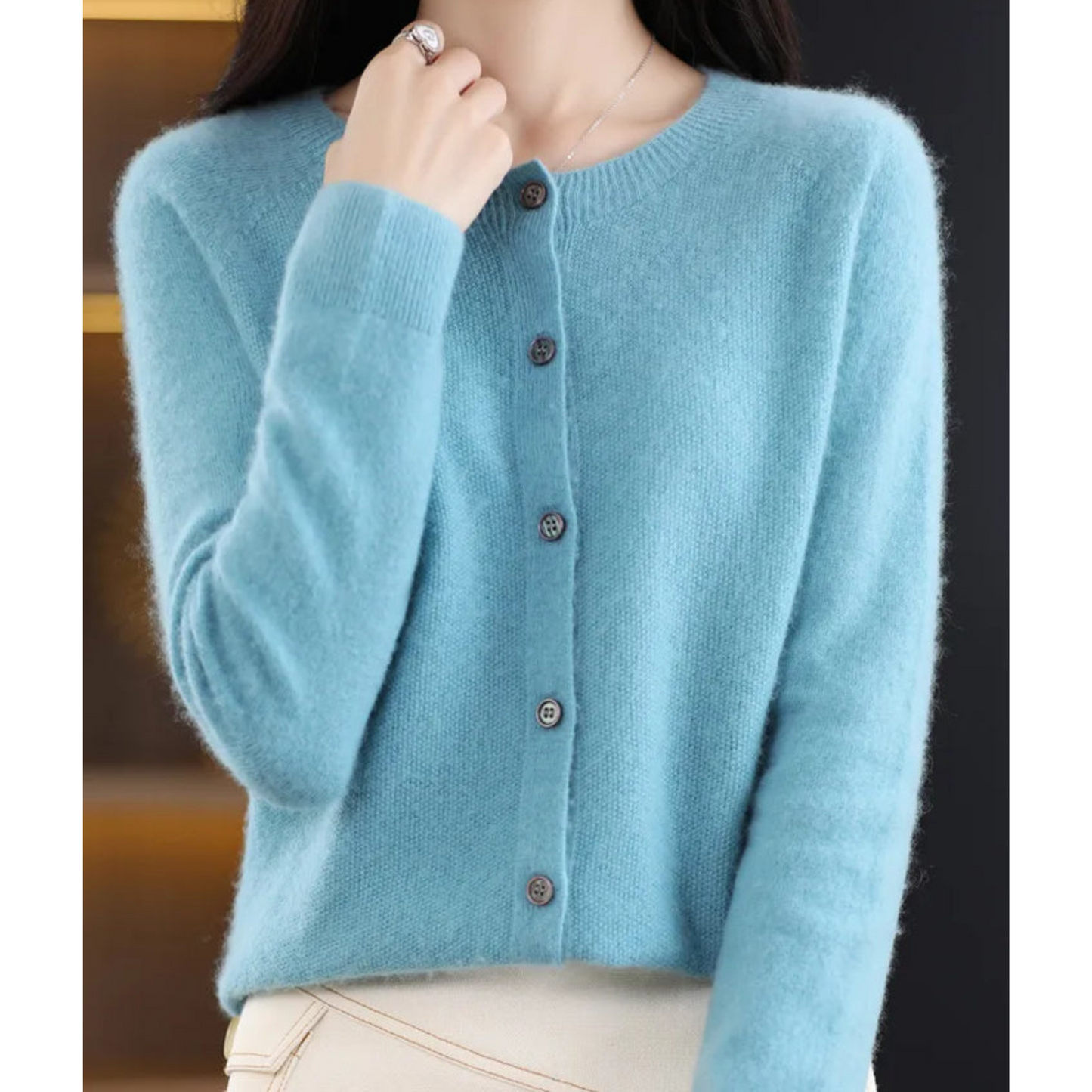 Soft Crew Neck Winter Cardigan Sweater