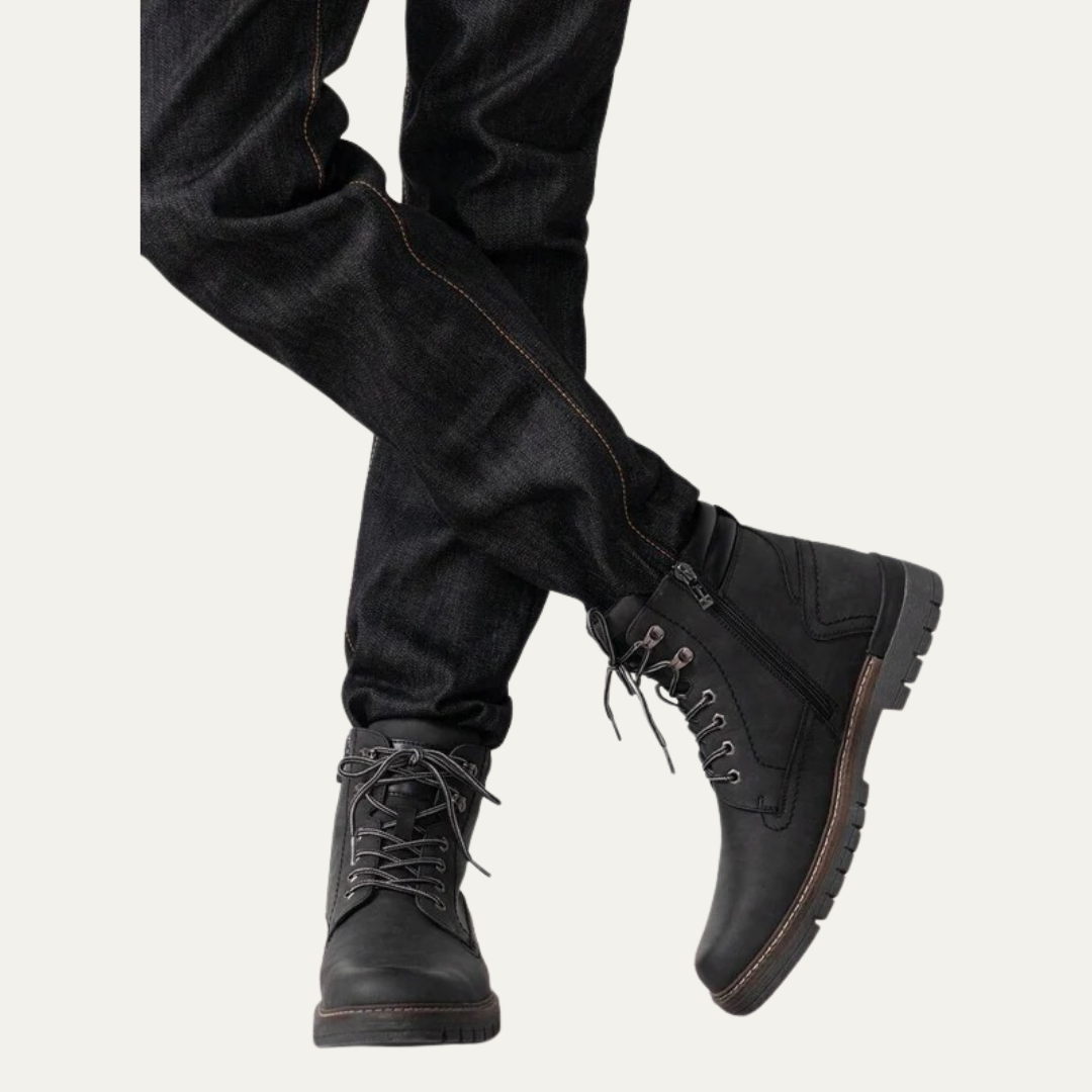 Men’s Military Style Lace Up Combat Boots with Lug Sole